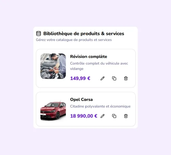 Ajout de vos produits et services