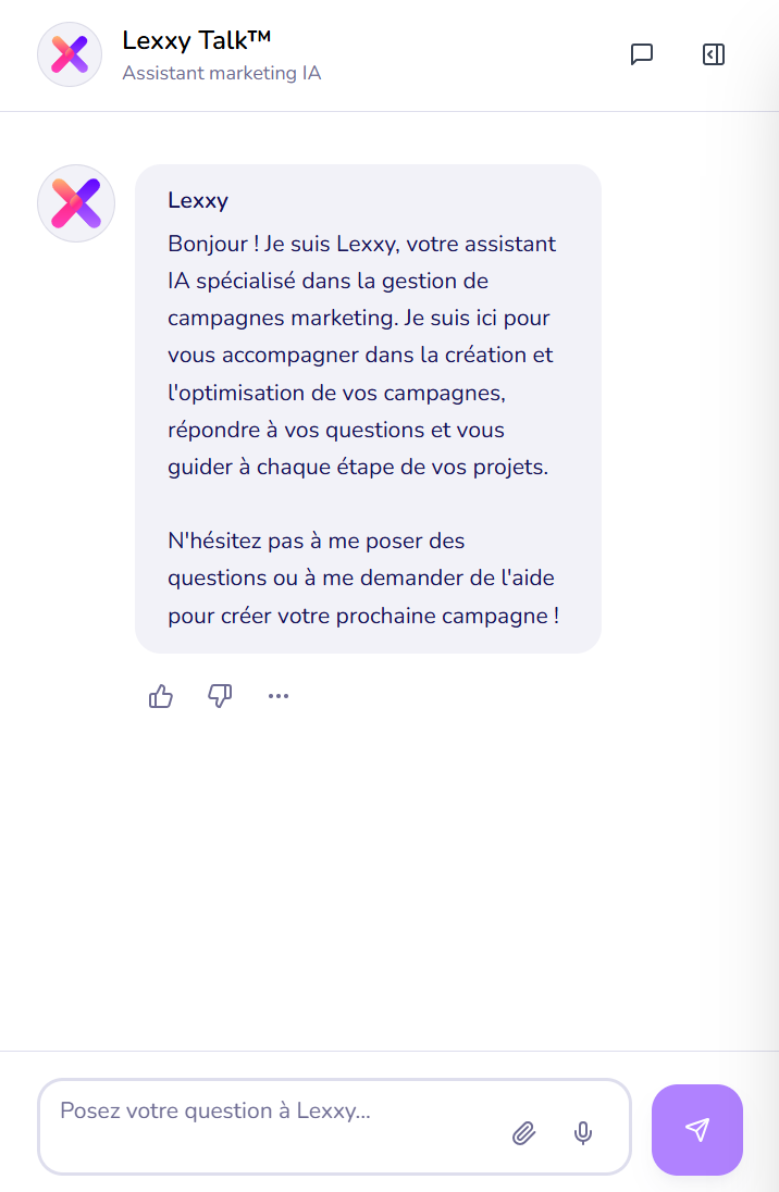 Lexxy Talk : conversation IA pour lancer une campagne marketing réseau